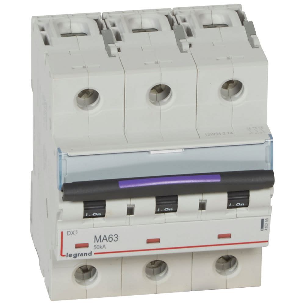 Legrand - Disjoncteur magnétique seul DX3-M - vis/vis - 3P - 400V~ - 63A - 50KA - 4,5 mod
