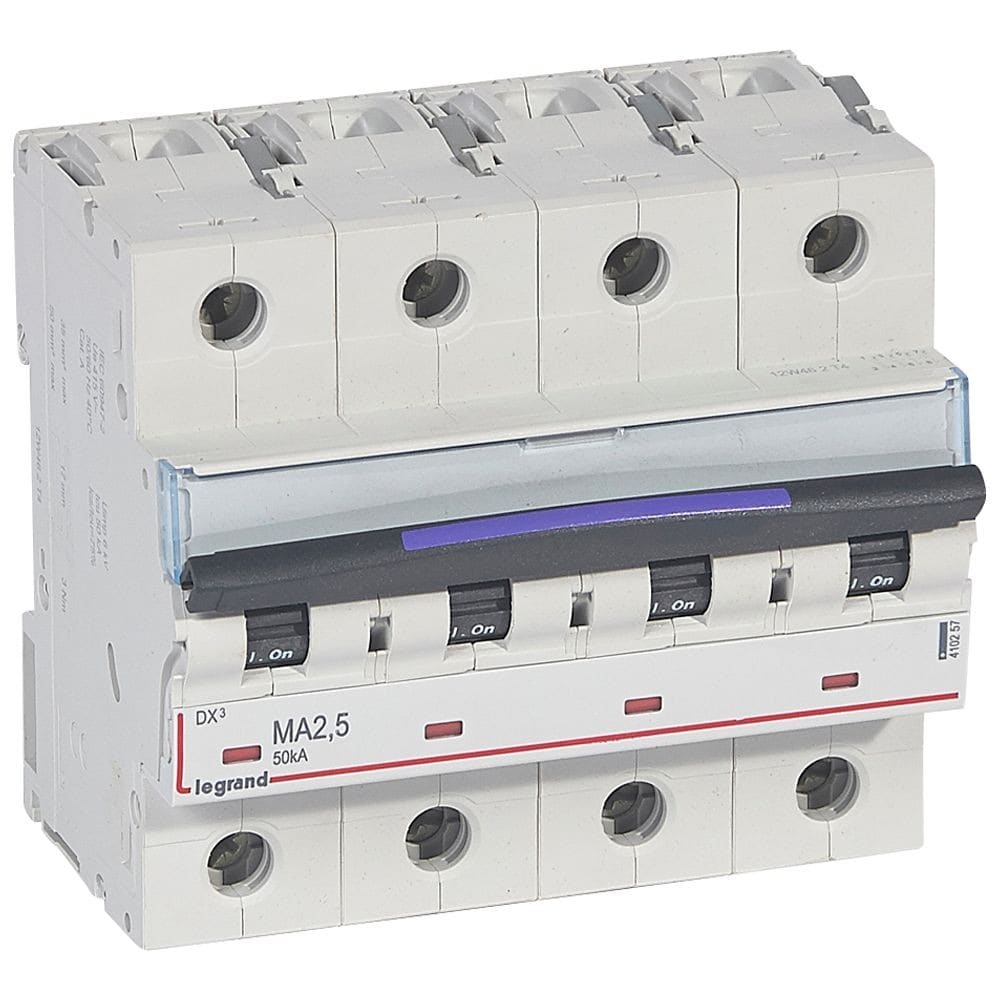 Legrand - Disj. magnétique seul DX3-M 50kA arrivée haute/départ bas à vis 2,5A 6 modules