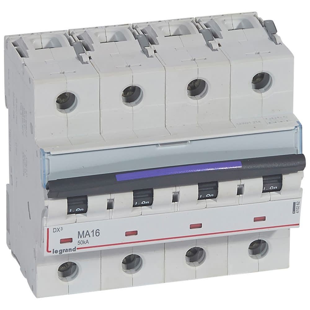 Legrand - Disjoncteur magnétique seul DX3-M - vis/vis - 4P - 400V~ - 16A - 50KA - 6 mod