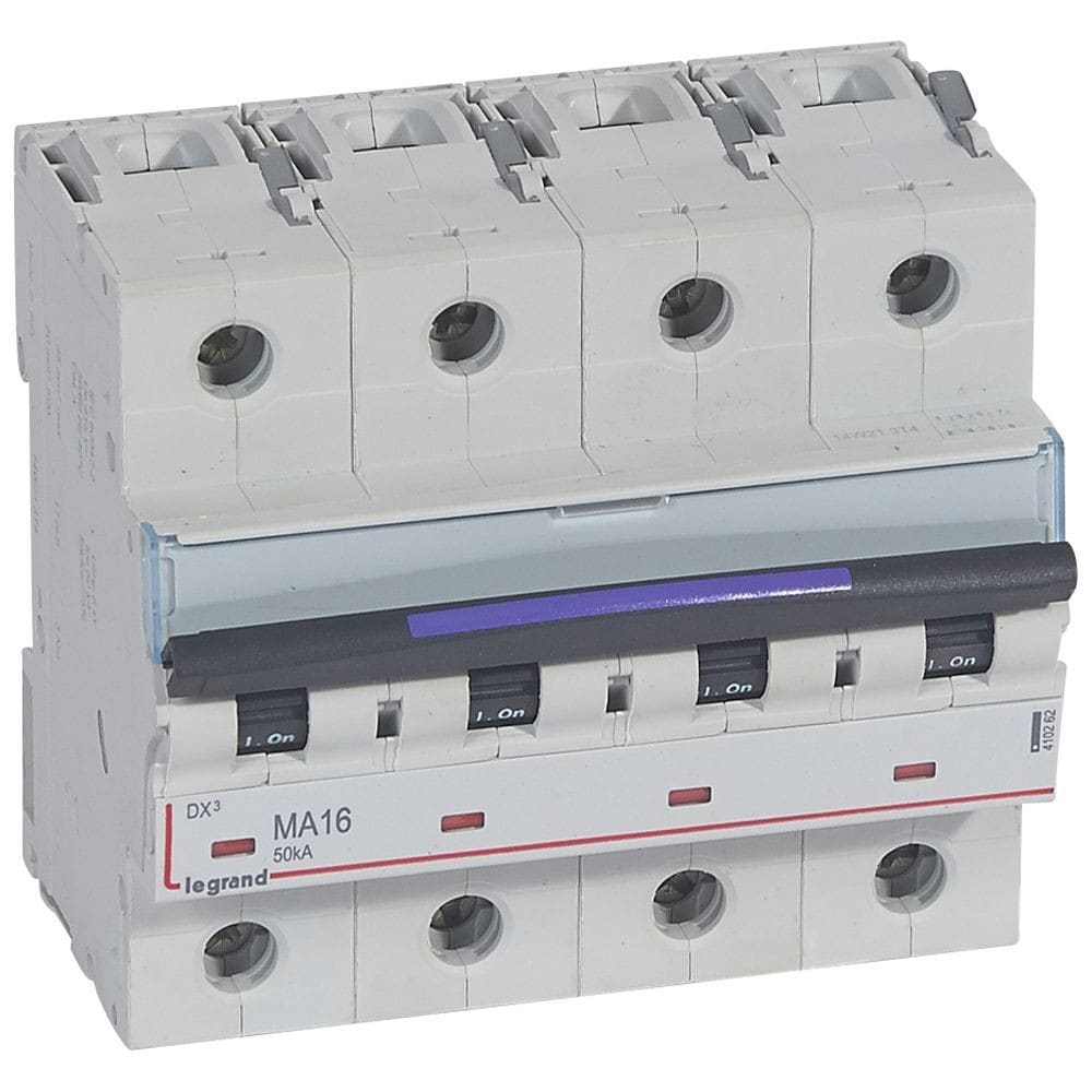 Legrand - Disjoncteur magnétique seul DX3-M - vis/vis - 4P - 400V~ - 16A - 50KA - 6 mod