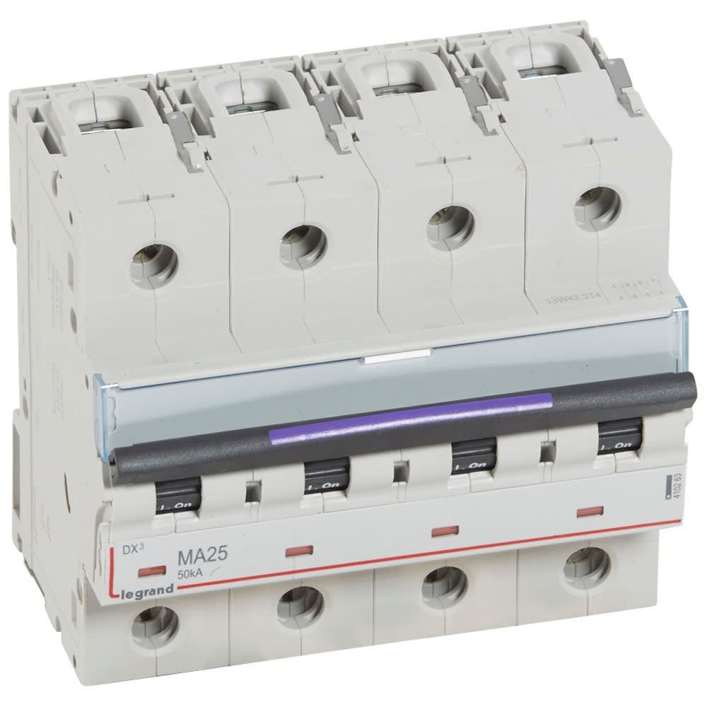 Legrand - Disjoncteur magnétique seul DX3-M - vis/vis - 4P - 400V~ - 25A - 50KA - 6 mod