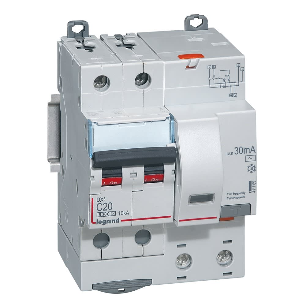 Disjoncteur diff DX3 6000 -vis-auto-2P 230-400V-20A-typeAC-30mA-courbe ...