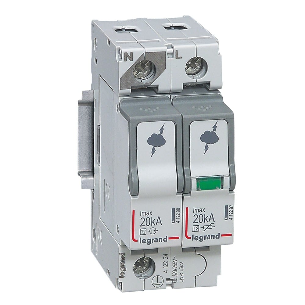 Legrand - Parafoudre basse tension typeT2 Imax 20kA/pôle - 1P+N 320V~ - 2 modules