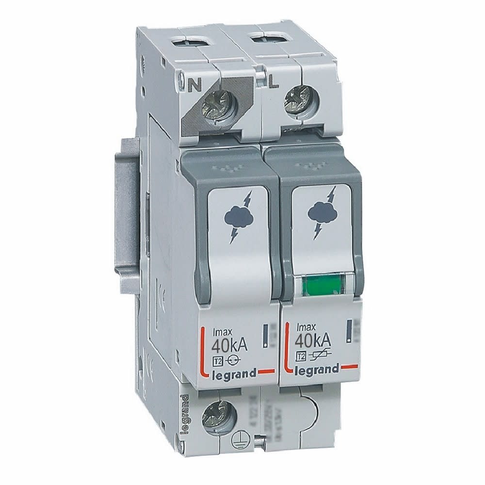 Legrand - Parafoudre basse tension typeT2 Imax 40kA/pôle - 1P+N 320V~ - 2 modules