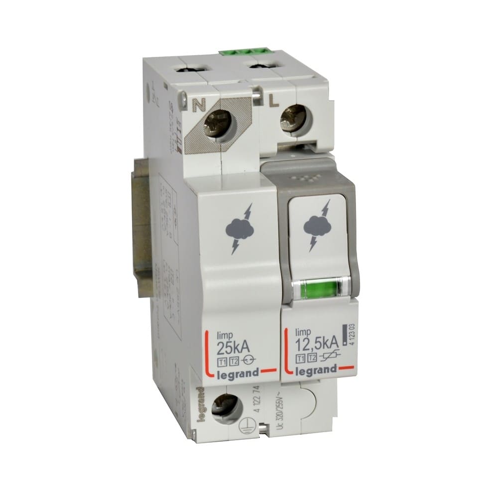 Legrand - Parafoudre - protection tableau principal - T1+T2 - Iimp 12,5 kA/pôle - 1P+N