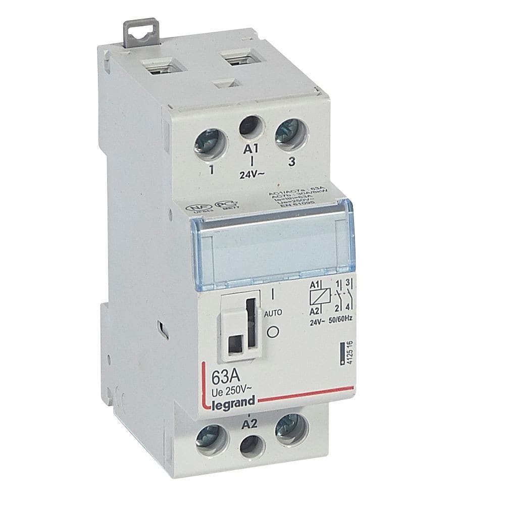 Legrand - Contacteur de puissance CX3 commande manuelle 24V~ - 2P 250V~ - 63A - 2F - 2 mod