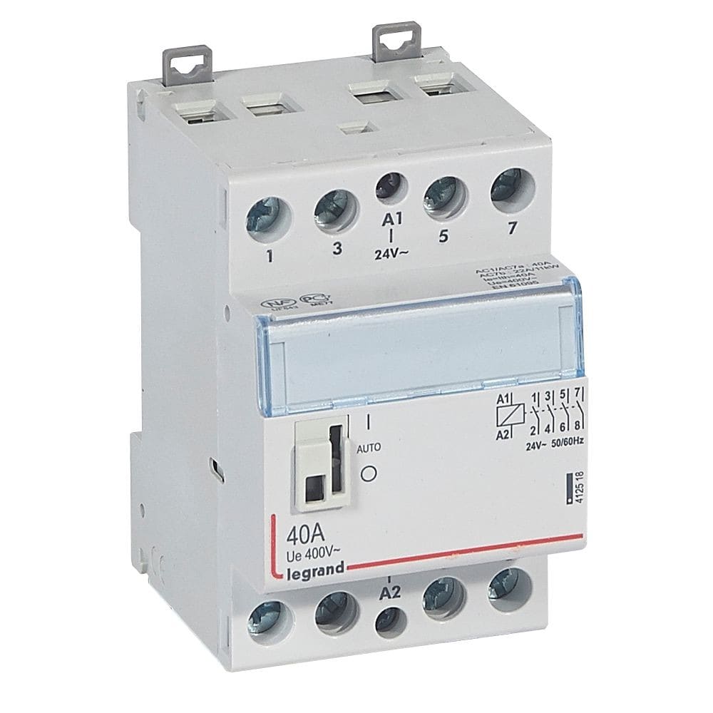 Legrand - Contacteur de puissance CX3 commande manuelle 24V~ - 2P 400V~ - 40A - 4F - 3 mod