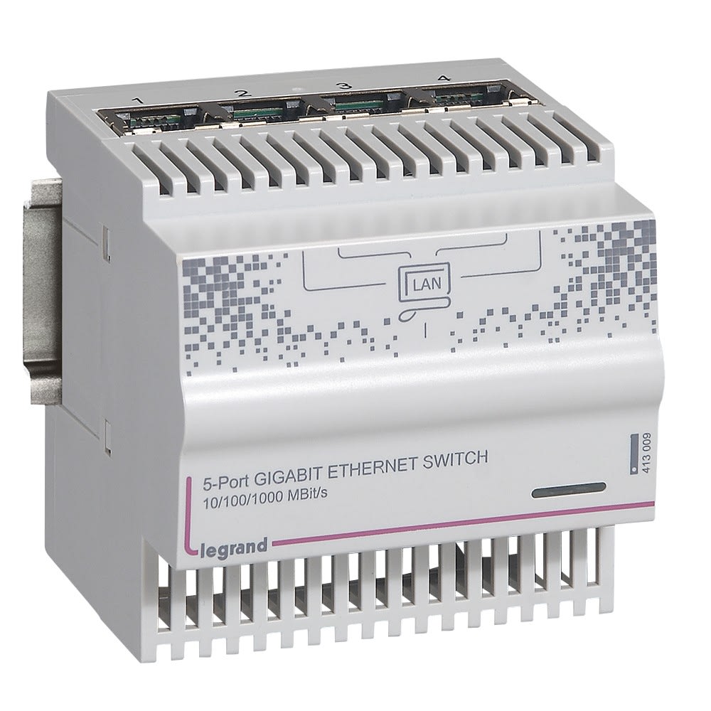 Legrand - Switch ethernet mobile - 4 sorties RJ45 - 1 Giga - IP20 - IK04 - 4 modules