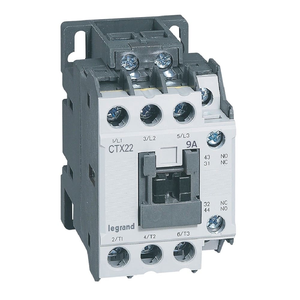 Legrand - Contacteur de puissance CTX3 22 - 3P - 9A - bornes à vis - 1NO+1NF - 24V=