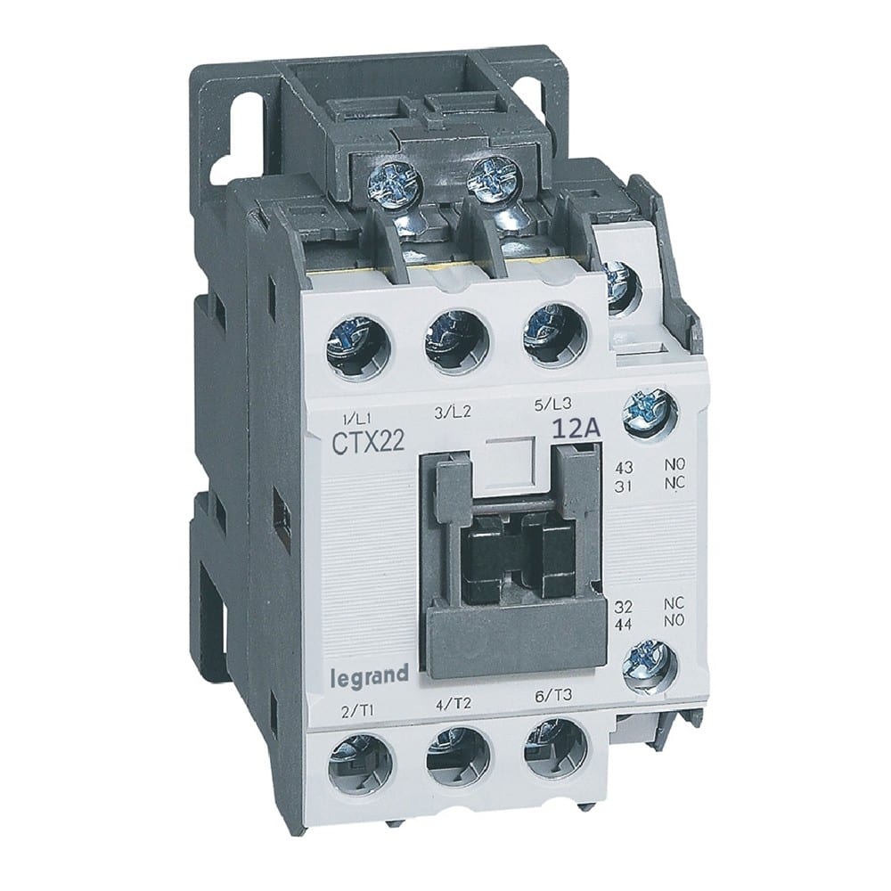 Legrand - Contacteur de puissance CTX3 22 - 3P - 12A - bornes à vis - 1NO+1NF - 24V=