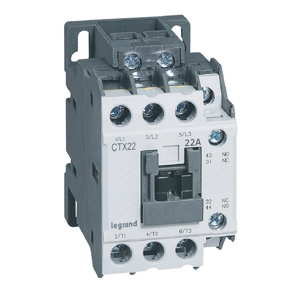 Legrand - Contacteur de puissance CTX3 22 - 3P - 22A - bornes à vis - 1NO+1NF - 24V~