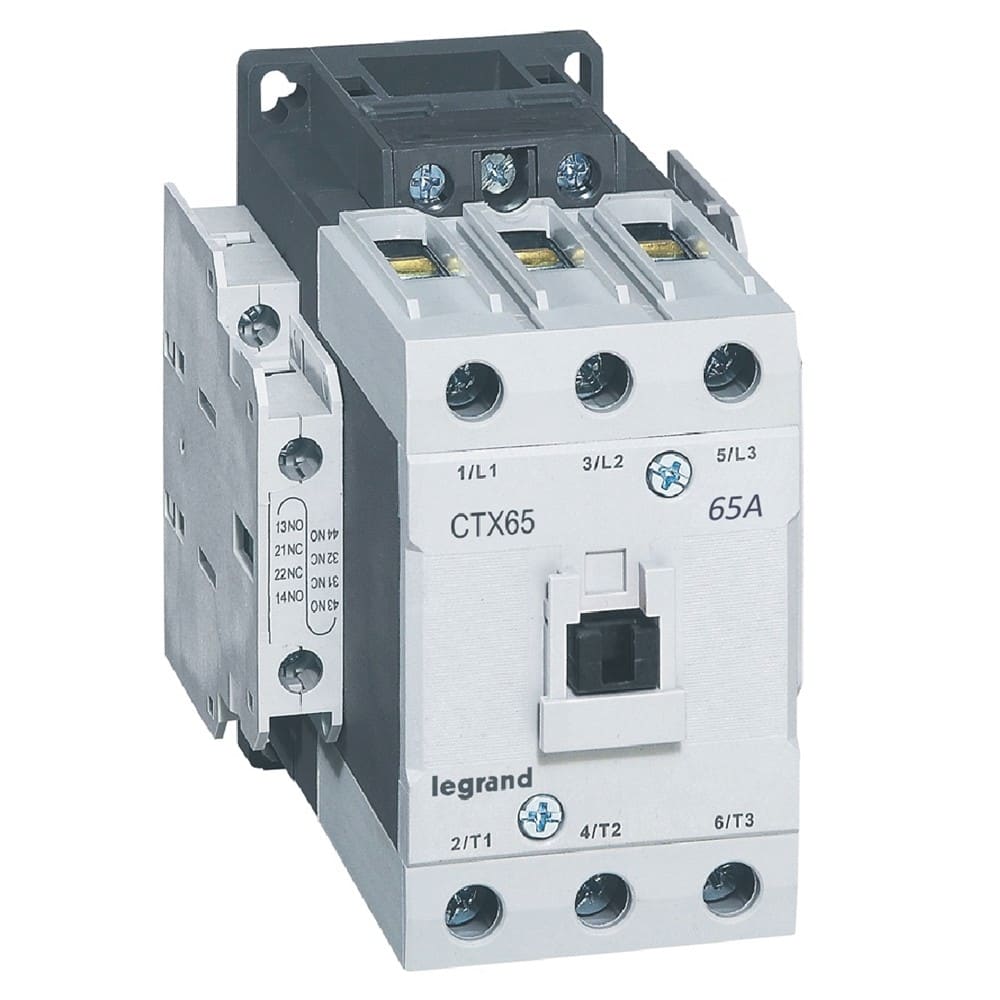 Legrand - Contacteur de puissance CTX3 65 - 3P - 65A - bornes à cage - 2NO+2NF - 24V~