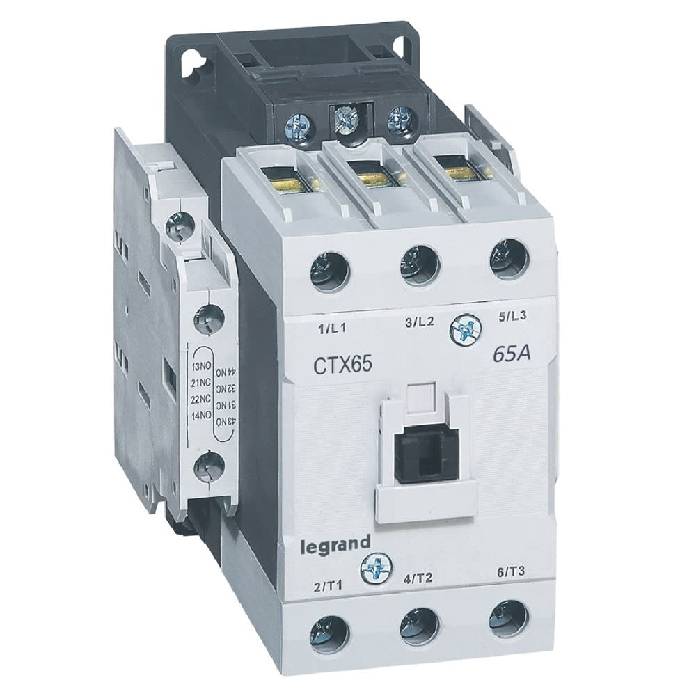 Legrand - Contacteur de puissance CTX3 65 - 3P - 65A - bornes à cage - 2NO+2NF - 24V=