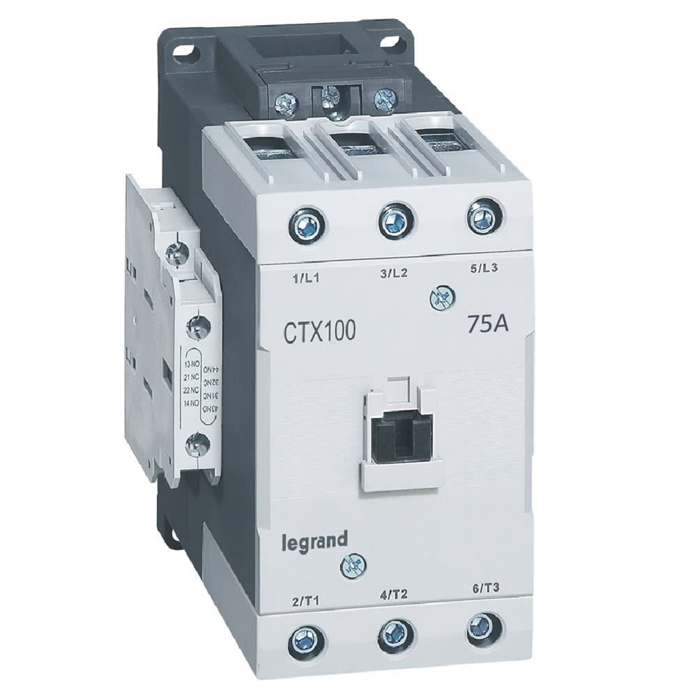 Legrand - Contacteur de puissance CTX3 100 - 3P - 75A - bornes à cage - 2NO+2NF - 380V~