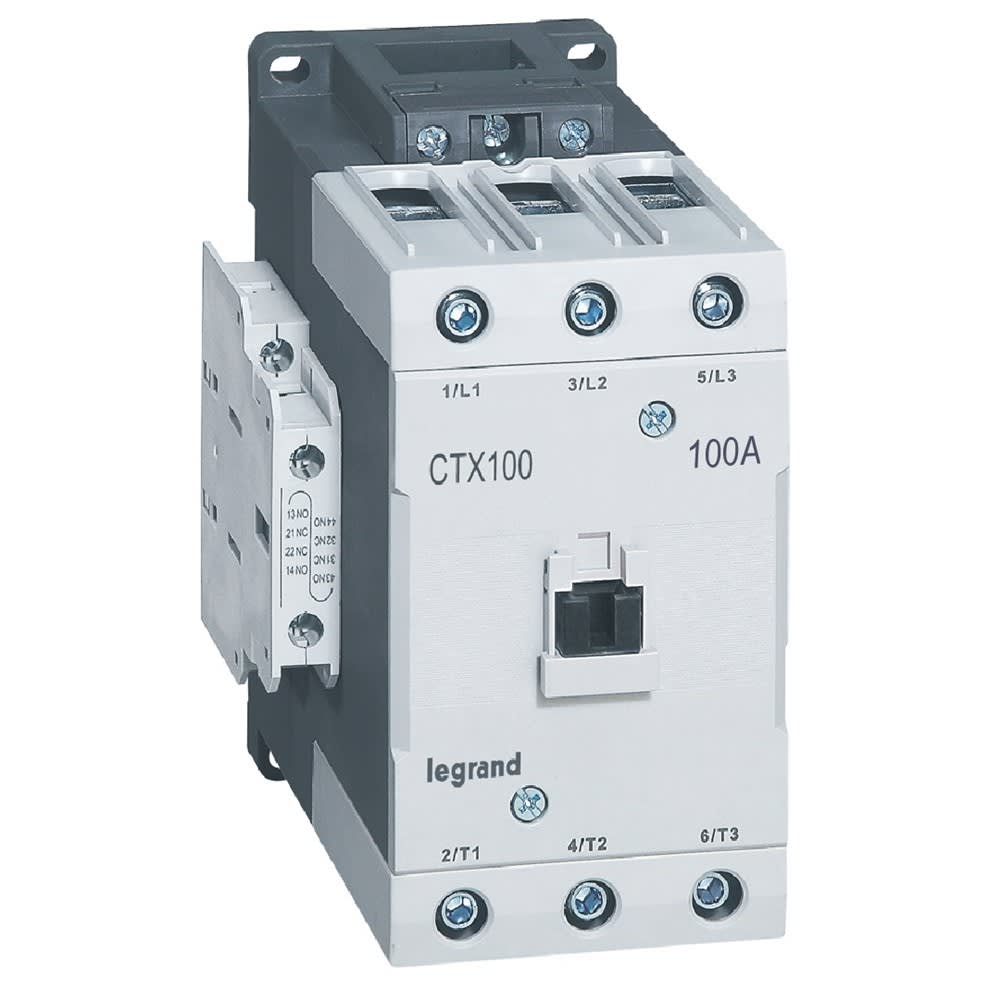 Legrand - Contacteur de puissance CTX3 100 - 3P - 100A - bornes à cage - 2NO+2NF - 24V=
