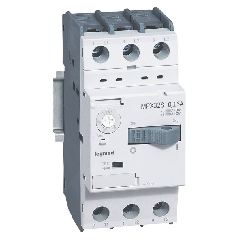 Legrand - Disjoncteur moteur magnétothermique MPX332S - 0,1A à 0,16A - Icu 100kA en 415V