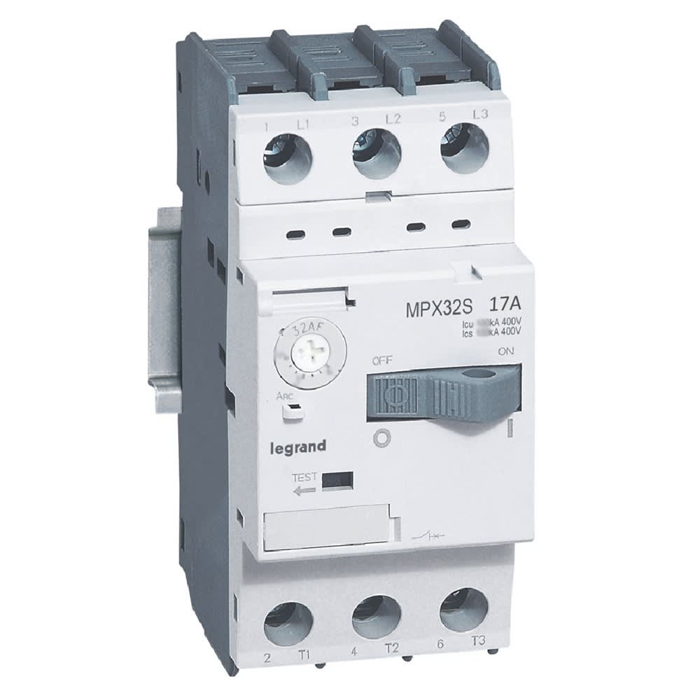 Legrand - Disjoncteur moteur magnétothermique MPX332S - réglage 11A à 17A - Icu 20kA 415V
