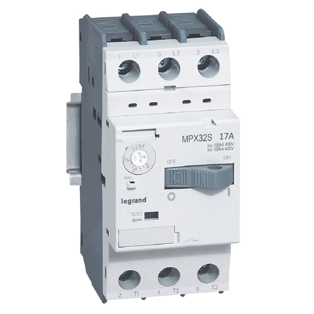 Legrand - Disjoncteur moteur magnétothermique MPX332S - réglage 11A à 17A - Icu 20kA 415V