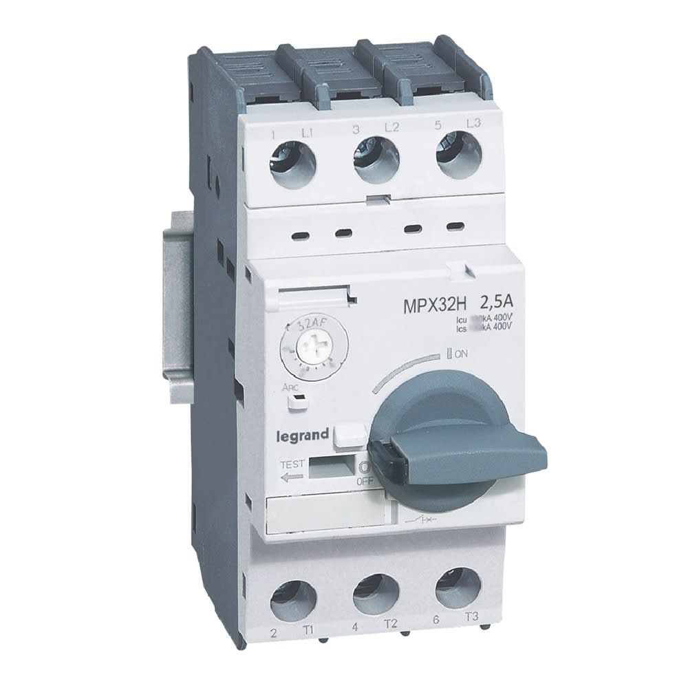 Legrand - Disjoncteur moteur magnétothermique MPX332H - 1,6A à 2,5A - Icu 100kA en 415V