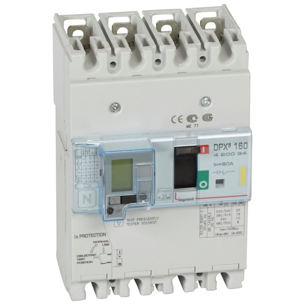 Legrand - Disjoncteur magnétothermique différentiel DPX3160 Icu 16kA 400V~ - 4P - 80A