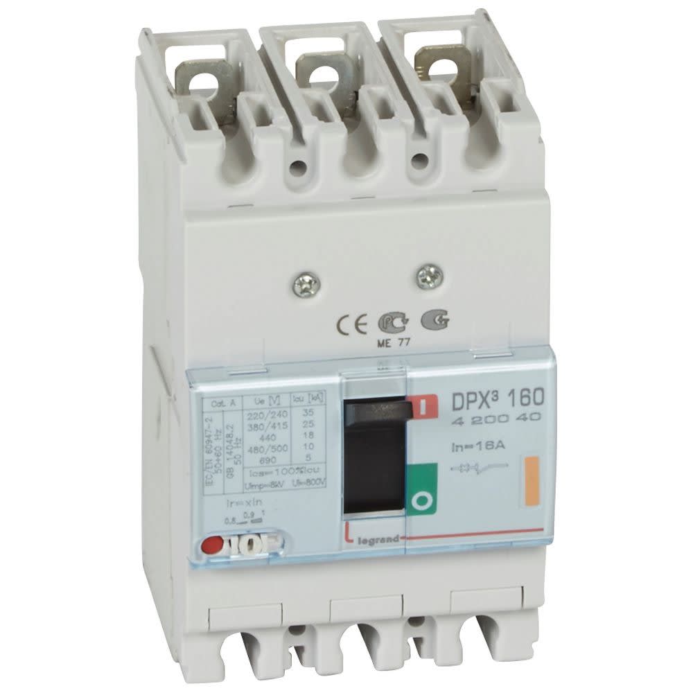 Legrand - Disjoncteur magnétothermique DPX3160 pouvoir de coupure 25kA 400V~ - 3P - 16A