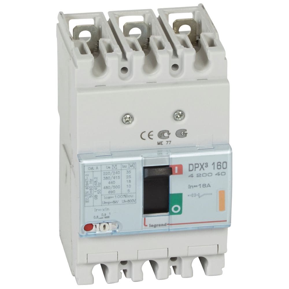 Legrand - Disjoncteur magnétothermique DPX3160 pouvoir de coupure 25kA 400V~ - 3P - 16A