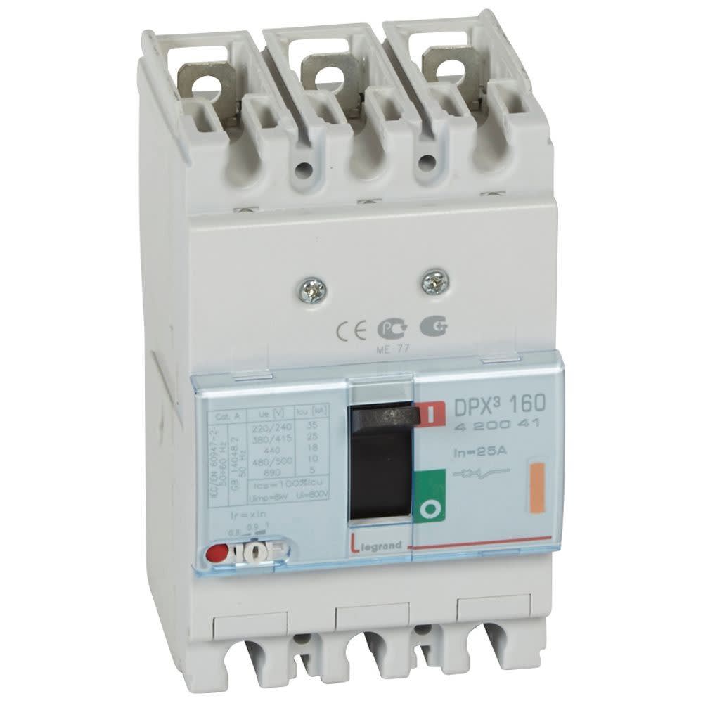 Legrand - Disjoncteur magnétothermique DPX3160 pouvoir de coupure 25kA 400V~ - 3P - 25A
