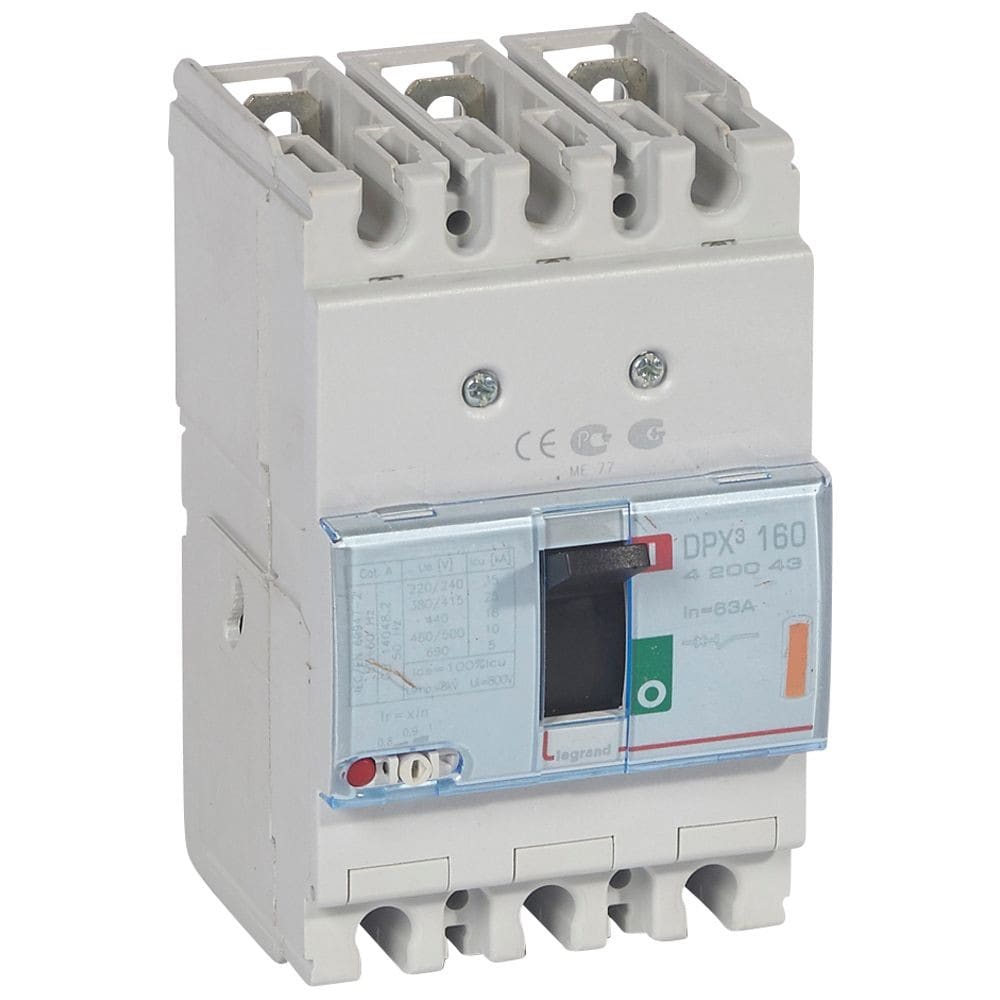 Legrand - Disjoncteur magnétothermique DPX3160 pouvoir de coupure 25kA 400V~ - 3P - 63A