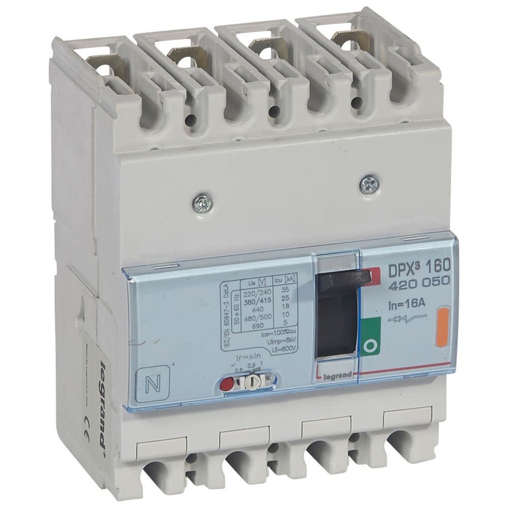 Legrand - Disjoncteur magnétothermique DPX3160 pouvoir de coupure 25kA 400V~ - 4P - 16A