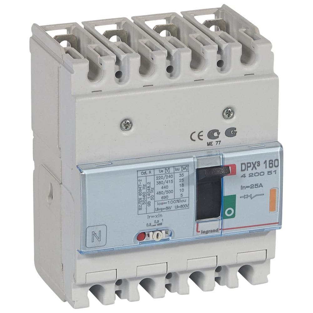 Legrand - Disjoncteur magnétothermique DPX3160 pouvoir de coupure 25kA 400V~ - 4P - 25A