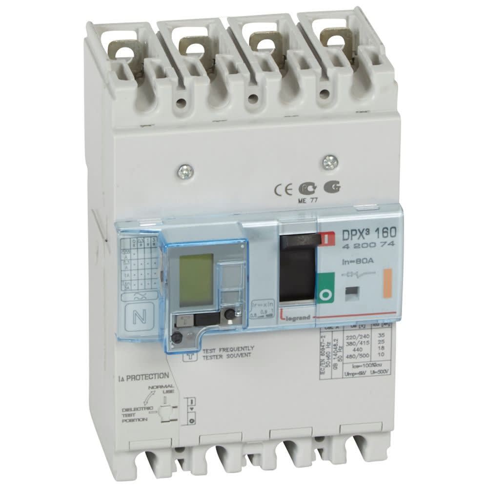 Legrand - Disjoncteur magnétothermique différentiel DPX3160 Icu 25kA 400V~ - 4P - 80A