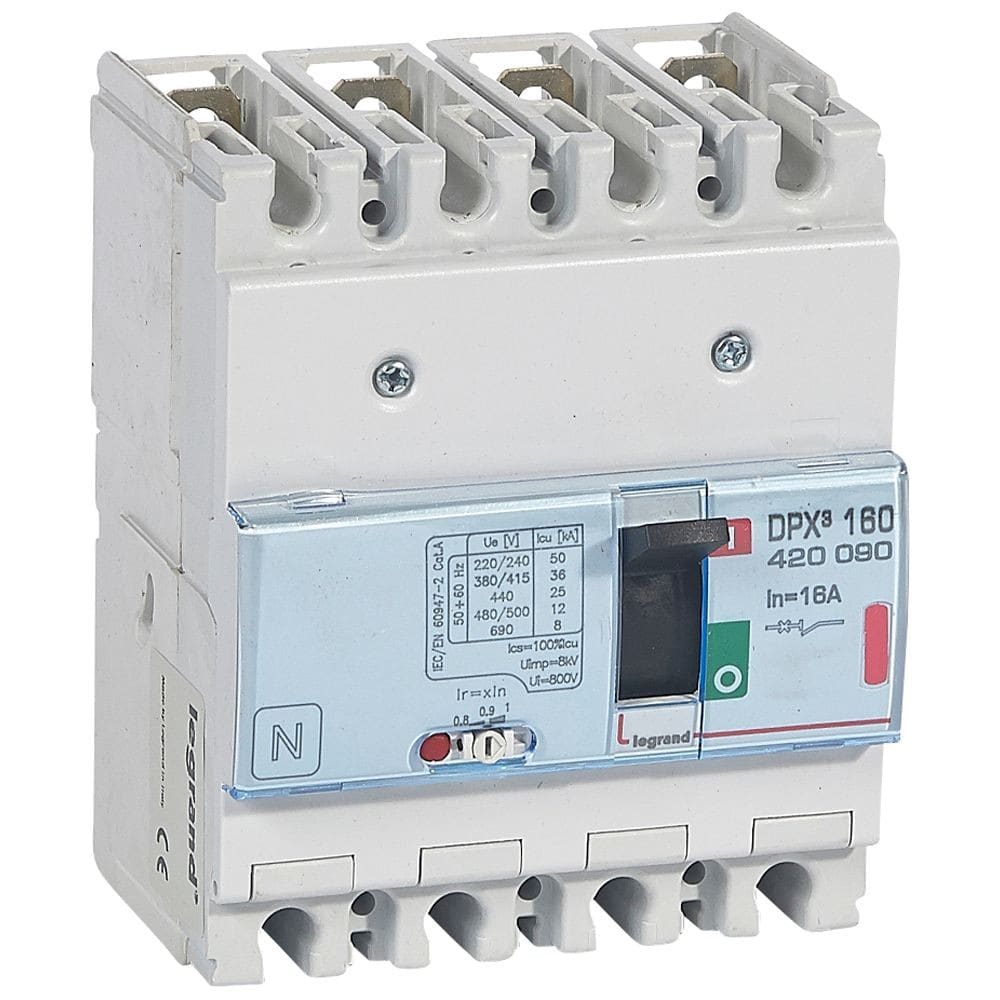 Legrand - Disjoncteur magnétothermique DPX3160 pouvoir de coupure 36kA 400V~ - 4P - 16A