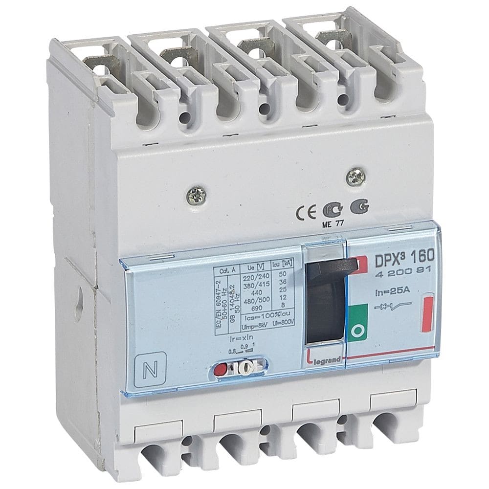 Legrand - Disjoncteur magnétothermique DPX3160 pouvoir de coupure 36kA 400V~ - 4P - 25A