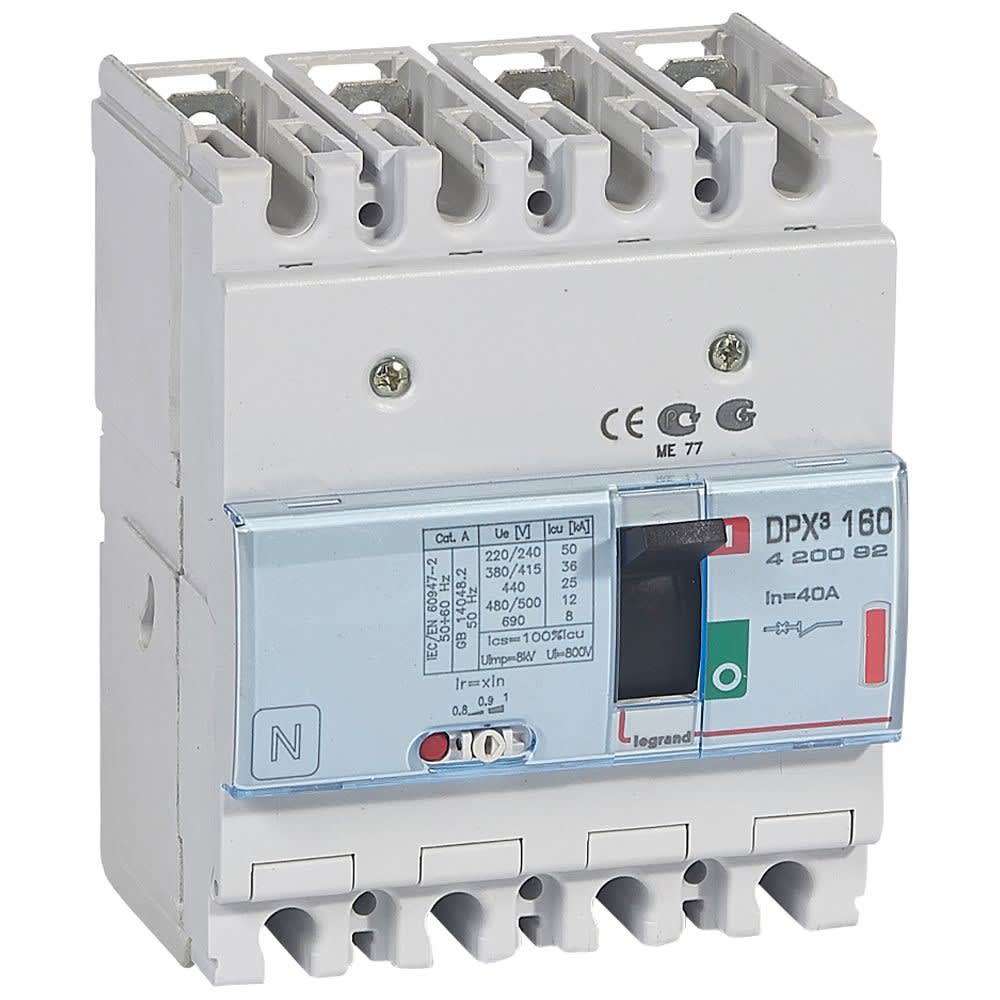 Legrand - Disjoncteur magnétothermique DPX3160 pouvoir de coupure 36kA 400V~ - 4P - 40A