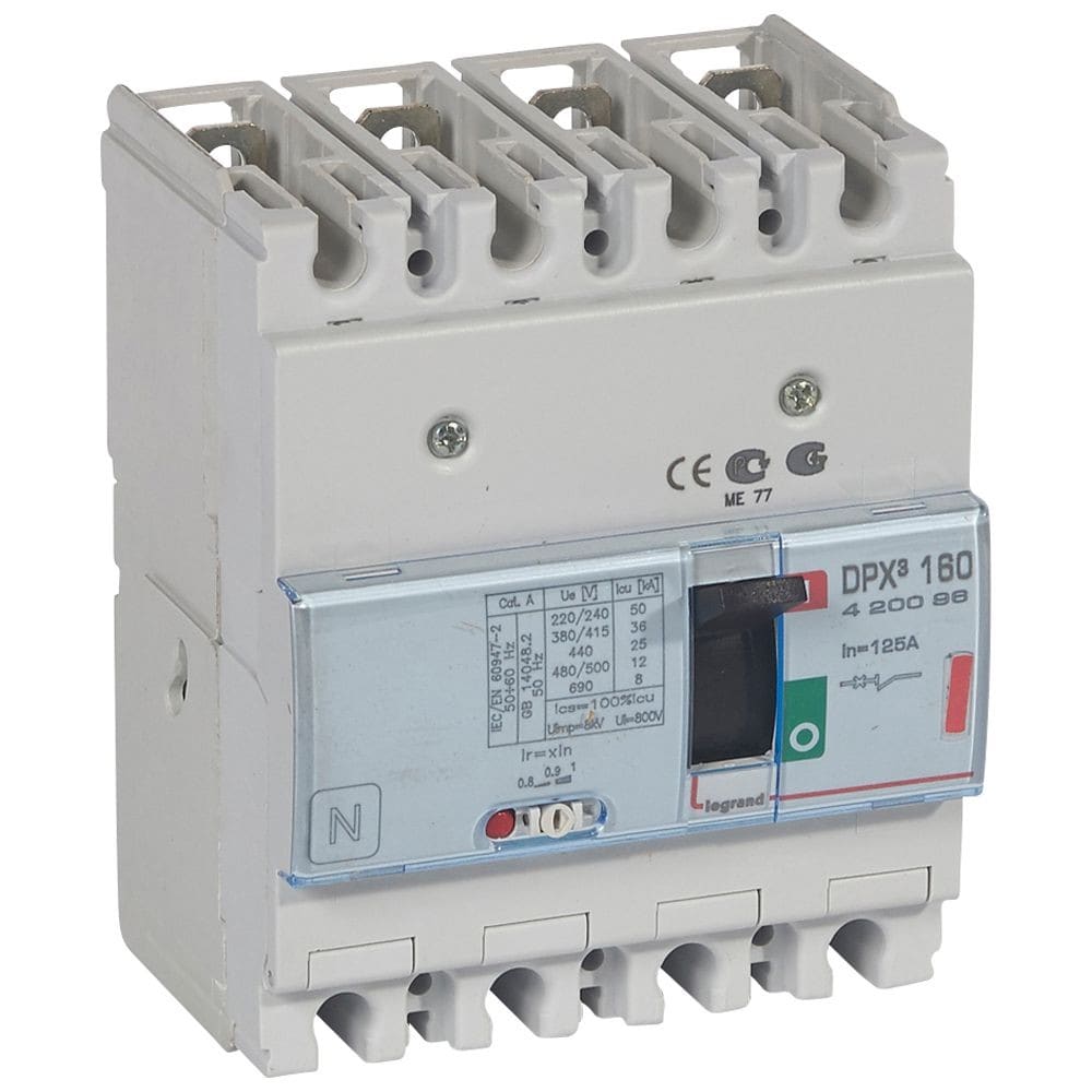 Legrand - Disjoncteur magnétothermique DPX3160 pouvoir de coupure 36kA 400V~ - 4P - 125A
