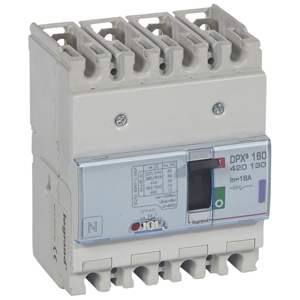 Legrand - Disjoncteur magnétothermique DPX3160 pouvoir de coupure 50kA 400V~ - 4P - 16A