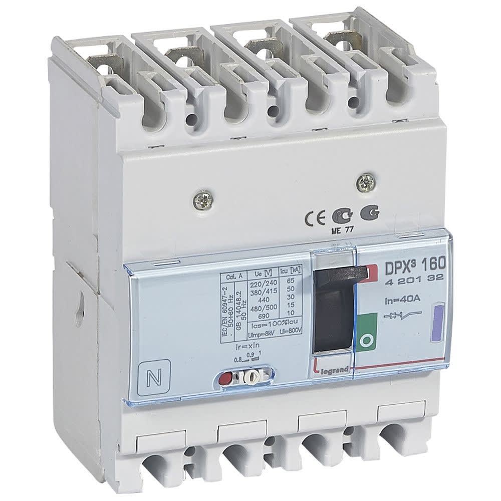 Legrand - Disjoncteur magnétothermique DPX3160 pouvoir de coupure 50kA 400V~ - 4P - 40A