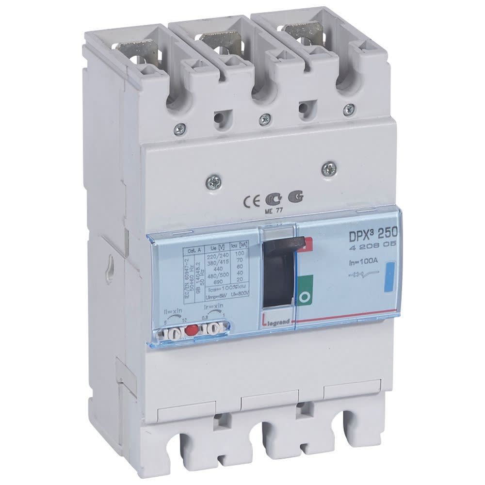 Legrand - Disjoncteur magnétothermique DPX3250 pouvoir de coupure 70kA 400V~ - 3P - 100A