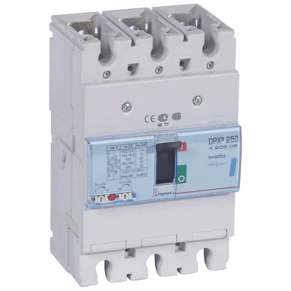 Legrand - Disjoncteur magnétothermique DPX3250 pouvoir de coupure 70kA 400V~ - 3P - 200A