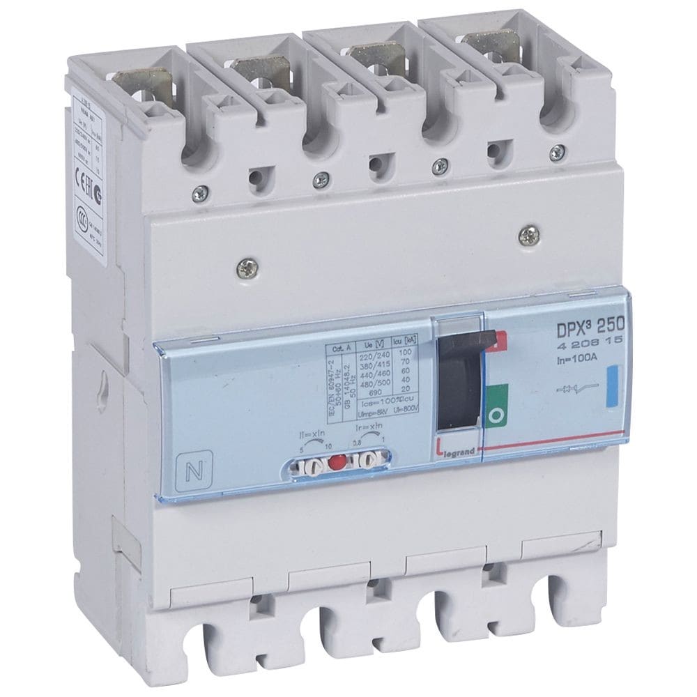 Legrand - Disjoncteur magnétothermique DPX3250 pouvoir de coupure 70kA 400V~ - 4P - 100A