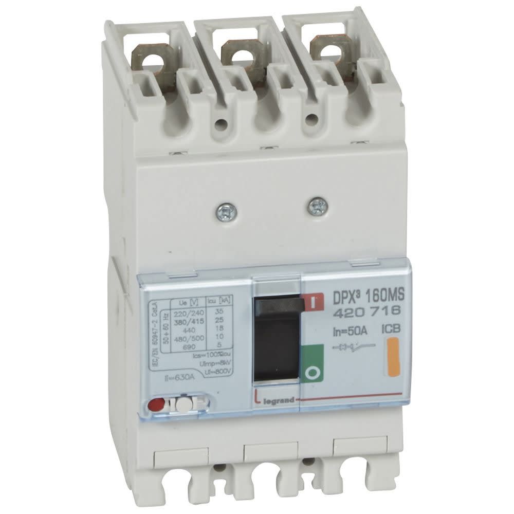 Legrand - Disjoncteur magnétique fixe seul DPX3160 pouvoir de coupure 25kA 400V~ - 3P 50A
