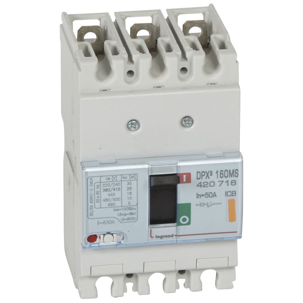 Legrand - Disjoncteur magnétique fixe seul DPX3160 pouvoir de coupure 25kA 400V~ - 3P 50A