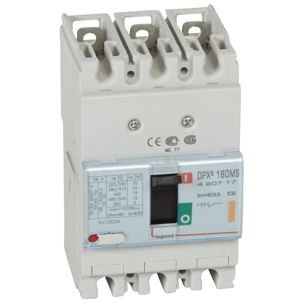 Legrand - Disjoncteur magnétique fixe seul DPX3160 pouvoir de coupure 25kA 400V~ - 3P 63A