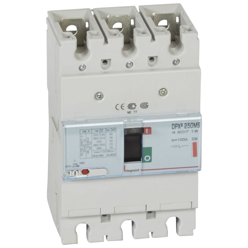 Legrand - Disjoncteur magnétique réglable seul DPX3250 pouvoir coupure 36kA 400V~ 3P 100A