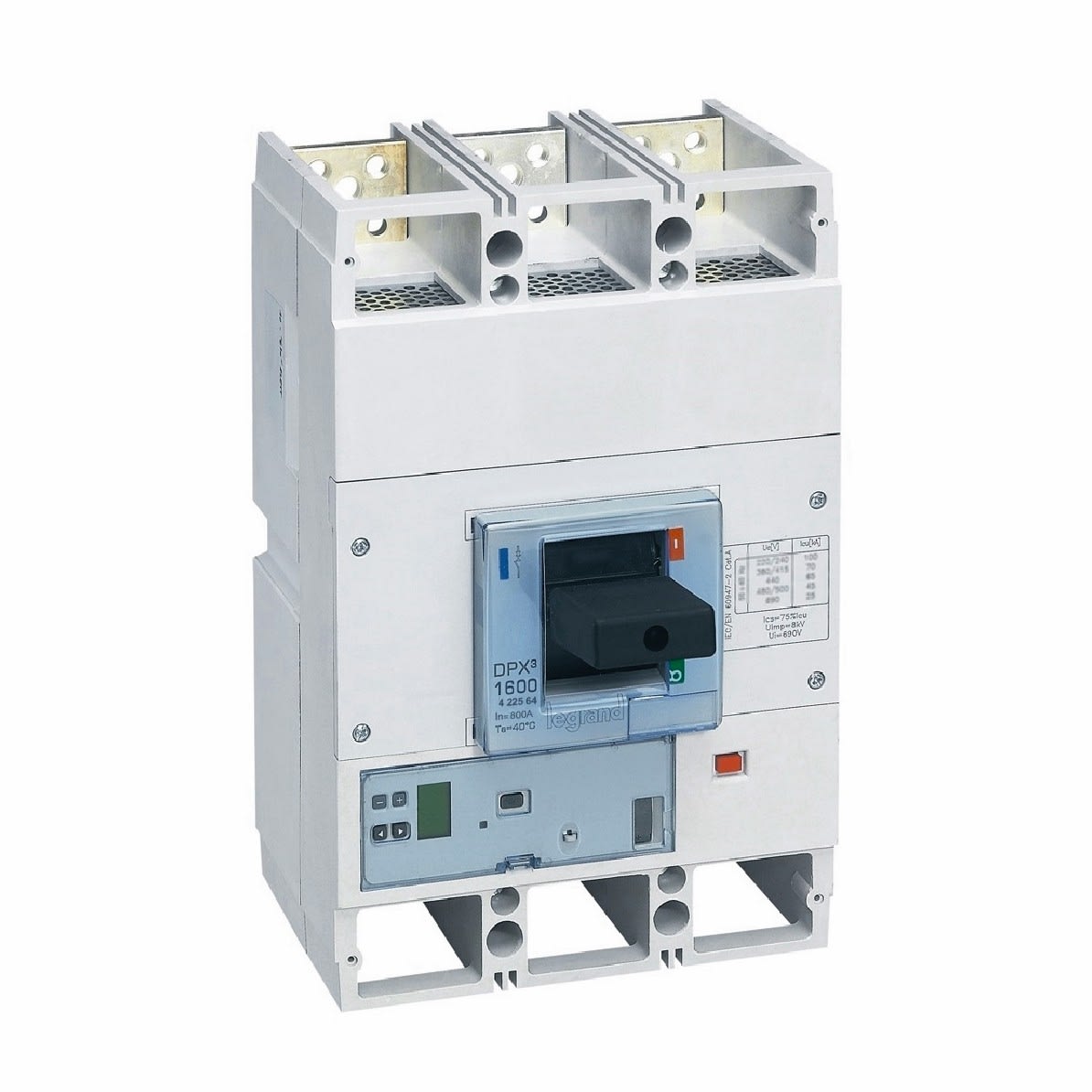 Legrand - Disjoncteur électronique S1 DPX31600 pouvoir de coupure 70kA 400V~ - 3P - 800A