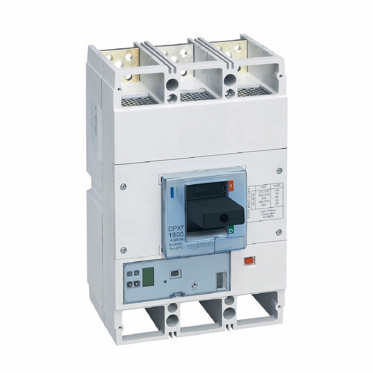 Legrand - Disjoncteur électronique S1 DPX31600 pouvoir de coupure 70kA 400V~ - 3P - 800A