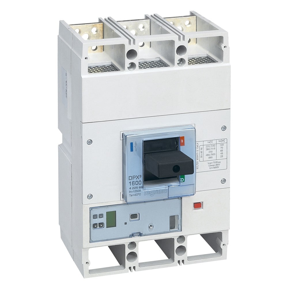 Legrand - Disjoncteur électronique S1 DPX31600 pouvoir de coupure 70kA 400V~ - 3P - 1250A