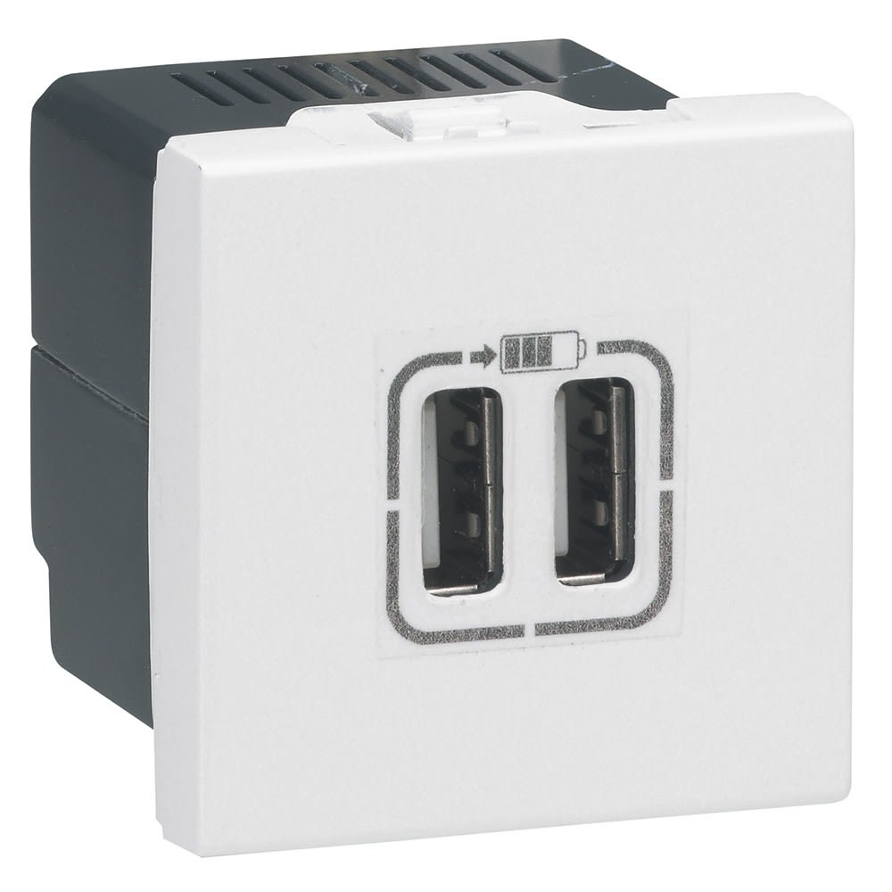 Legrand - Arteor chargeur 2 modules 2 USB A+A 2,4A 12W - Blanc