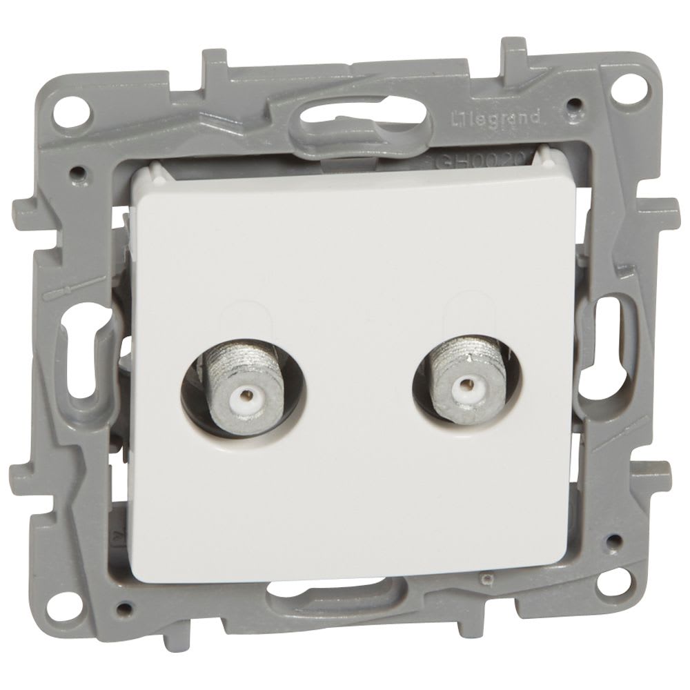 Legrand - Prise TV double pour reseaux cables Niloe type 'F' a visser - Pur