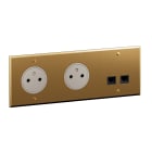 Legrand - Art d'Arnould - 2x2P+T + double prise RJ45 6A STP-3P- Mémoire or Brossé